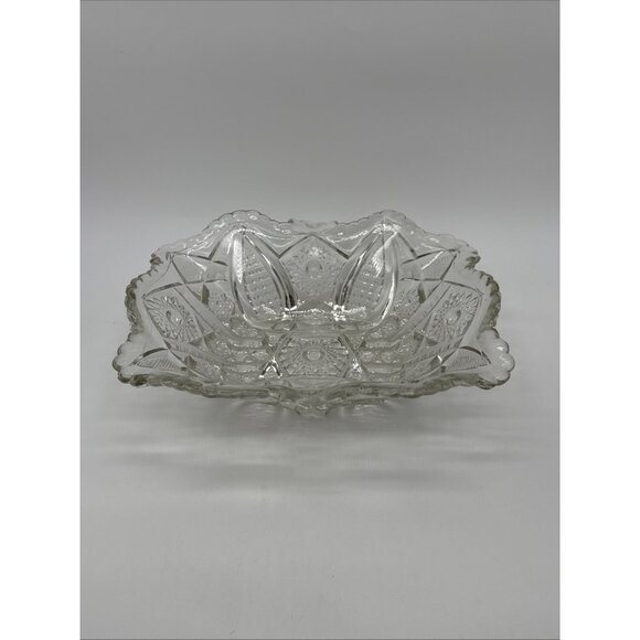 Indiana Glass Company Paneled Daisy & Finecut Clear Lg Rectangular  Dish 10” - Picture 8 of 9